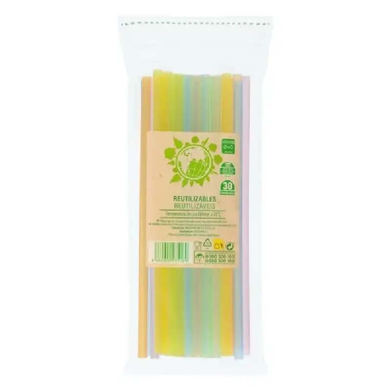 Plastik Strohhalme 30 Stück Mehrweg Hitzebeständig bis 70 grad Plastic Drinking Straws - Pack of 30 Pieces