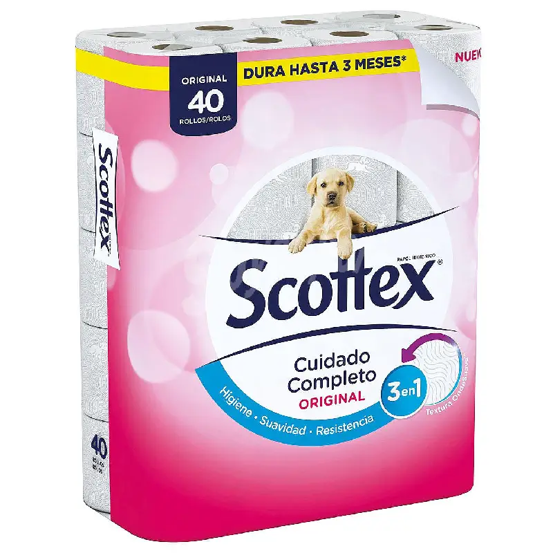 Toilettenpapier 40 rollen sensitiv 3 lagig Scottex Papel Higiénico Scottex - 32 Rollos 2 Capas Premium