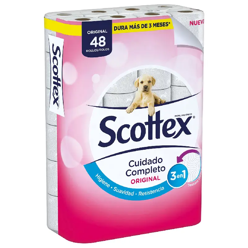 Toilettenpapier 48 rollen sensitiv 3 lagig Scottex Papel Higiénico Scottex 48 Rollos 2 Capas Premium