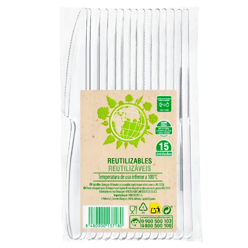 Wiederverwendbare Messer kaufen (15er Pack) Cuchillos Reutilizables Pack 15 Unidades - Cubiertos Sostenibles